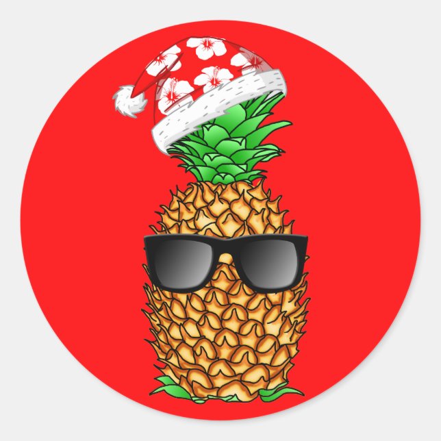 Sticker Rond Ananas du Père Noël (Devant)