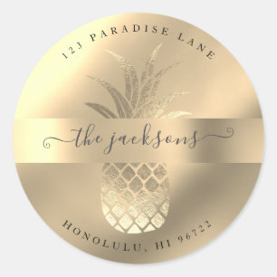 Sticker Rond Ananas Faux Gold