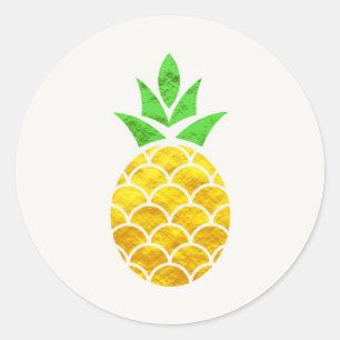 Sticker Rond Ananas Géométrique En Or Foil D'Été Personnalisé.
