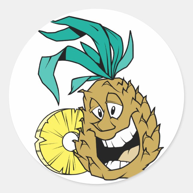 Sticker Rond Ananas heureux (Devant)