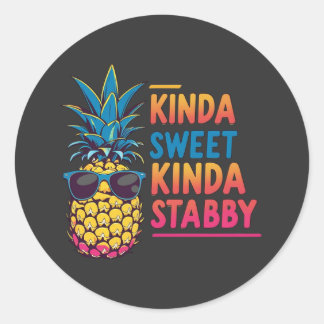 Sticker Rond Ananas Kinda Sweet Kinda Piquant