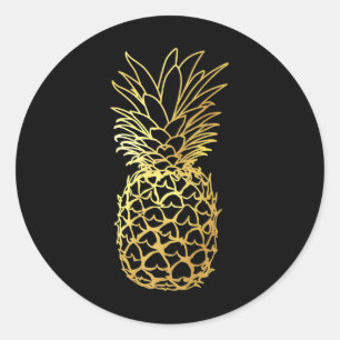 Sticker Rond Ananas Plages Aloha T Shirt Hawaiian Hawaii Vi