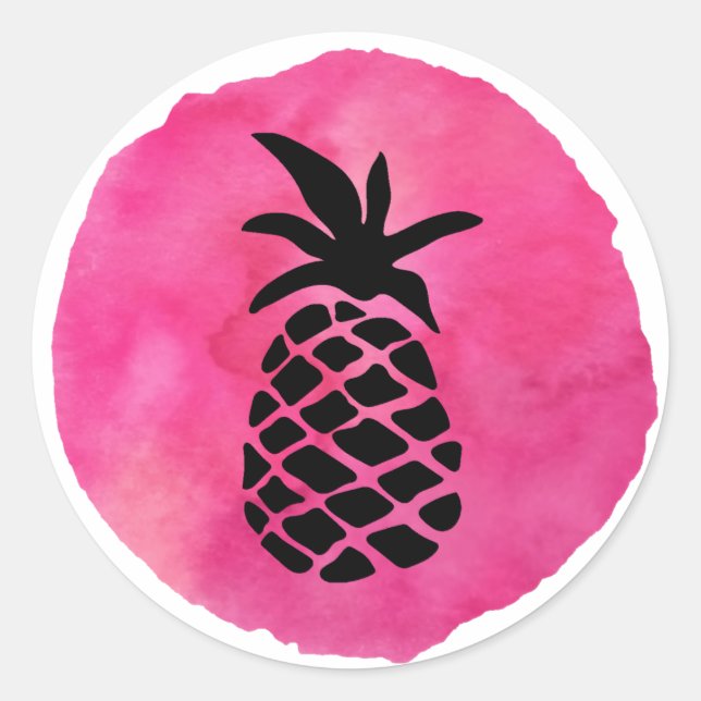 Sticker Rond Ananas Rose (Devant)