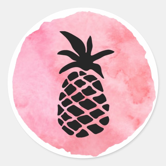 Sticker Rond Ananas Rose Clair (Devant)