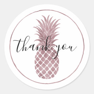 Sticker Rond Ananas rose d'or