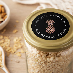 Sticker Rond Ananas Rose en or Faux