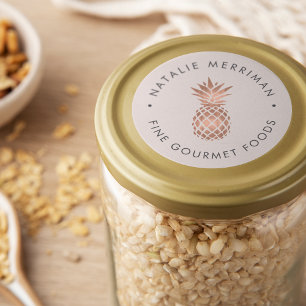 Sticker Rond Ananas Rose en or Faux