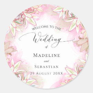 Sticker Rond Ananas rose exotique Mariage