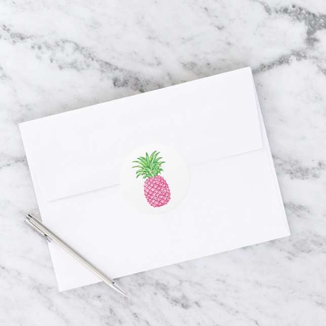 Sticker Rond Ananas rose Preppy (Créateur téléchargé)