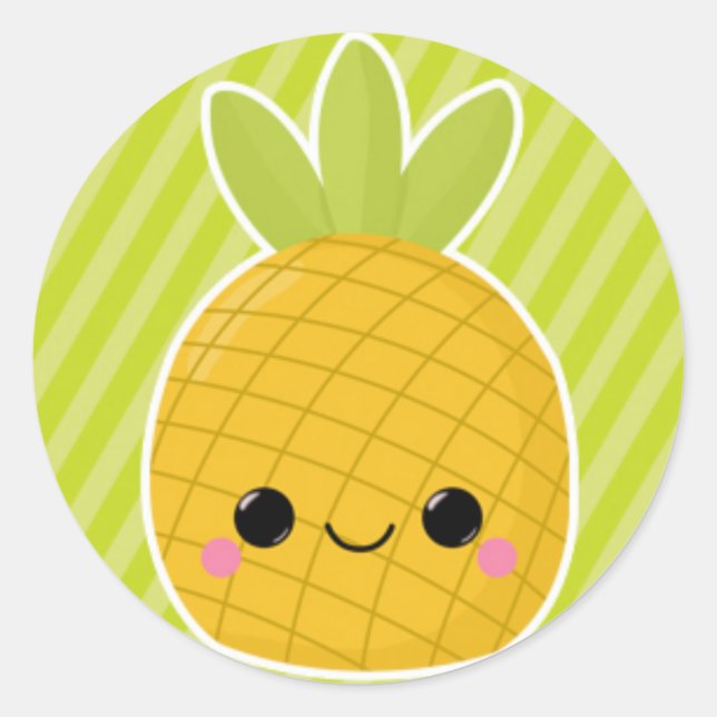 Sticker Rond Ananas sur les rayures vertes (Devant)