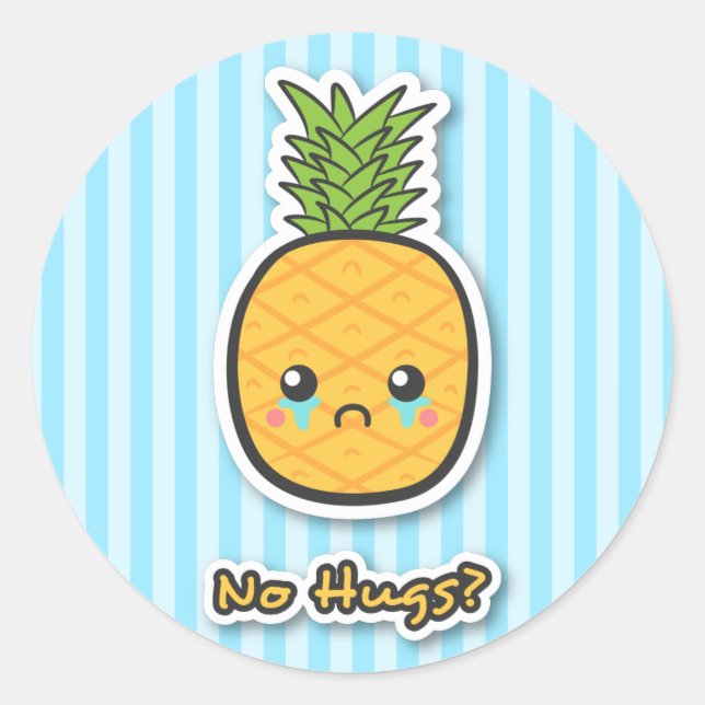 Sticker Rond Ananas triste qui n'a pas de câlins (Devant)