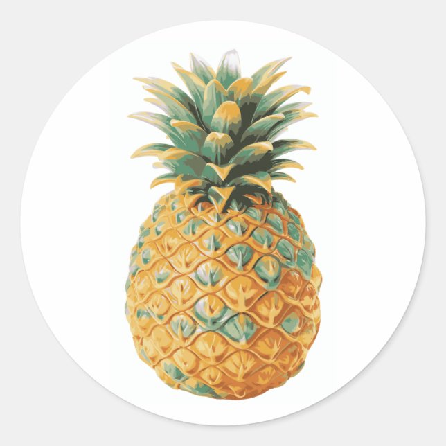 Sticker Rond Ananas tropical hawiien (Devant)