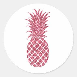 Sticker Rond Ananas Tropical Parties scintillant rose Fille