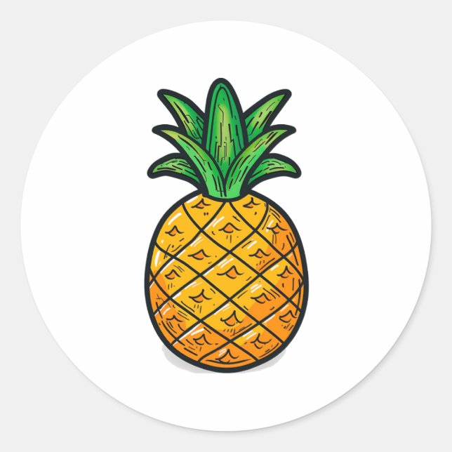 Sticker Rond Ananas tropical : Saveur de l'été (Devant)