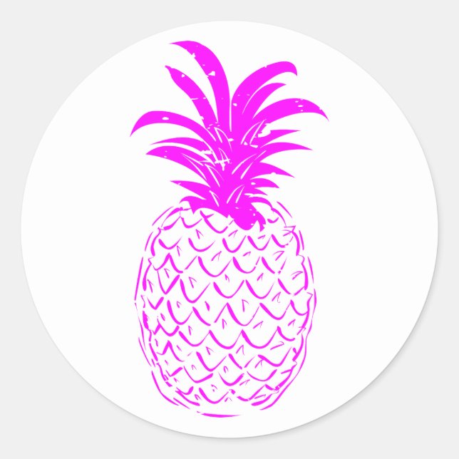 Sticker Rond Ananas Tropical vintage (Devant)