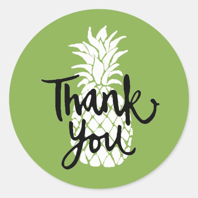 Sticker Rond ananas vert merci (Devant)