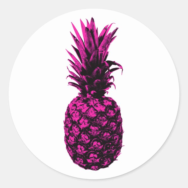 Sticker Rond Ananas vintage Tropical Rose (Devant)