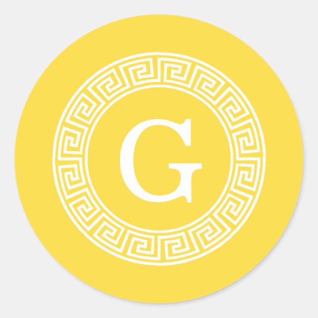 Sticker Rond Ananas Whale Grille Clé Grecque Cadre initial Mono (Devant)