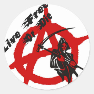Sticker Rond Anarchy Grim Reaper
