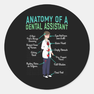 Sticker Rond Anatomie D'Adjoint Dentaire De Dentiste Hygiéniste
