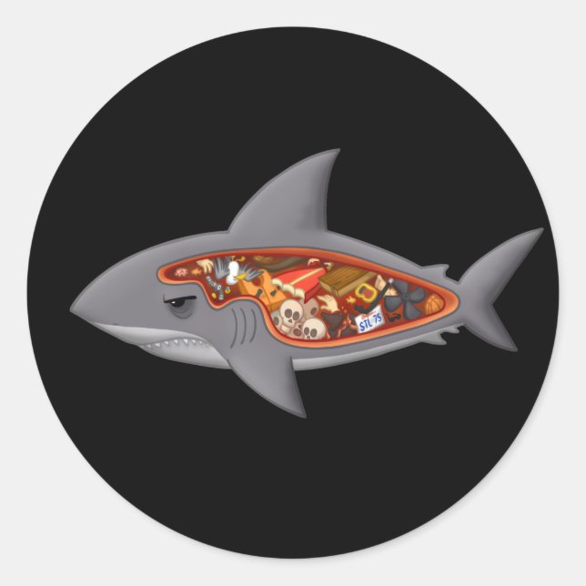 Sticker Rond Anatomie des requins (Devant)