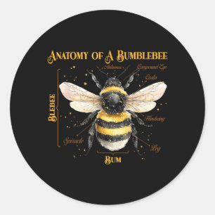 Sticker Rond Anatomie Drôle D'une Bumblebee Humour Sarcastique