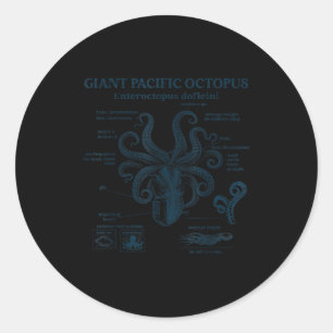 Sticker Rond Anatomie du poulpe géant du Pacifique océan mer bi
