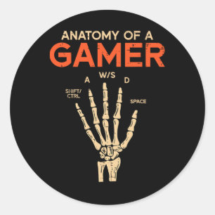 Sticker Rond Anatomie D'Un Joueur Squelette Main Drôle Hommes G