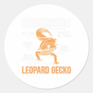 Sticker Rond Anatomie D'Un Léopard Gecko Lover Lizard Animal Re