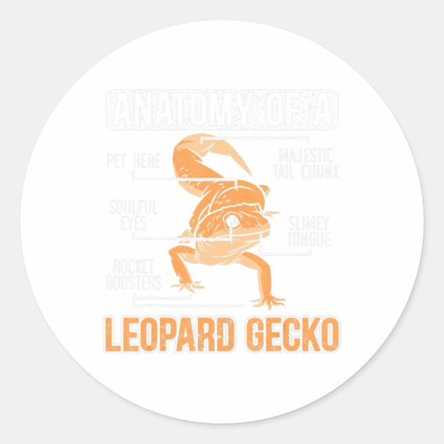 Sticker Rond Anatomie D'Un Léopard Gecko Lover Lizard Animal Re (Devant)