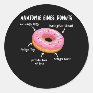 Sticker Rond Anatomie D'Une Donut Douce Délicieuse Donut