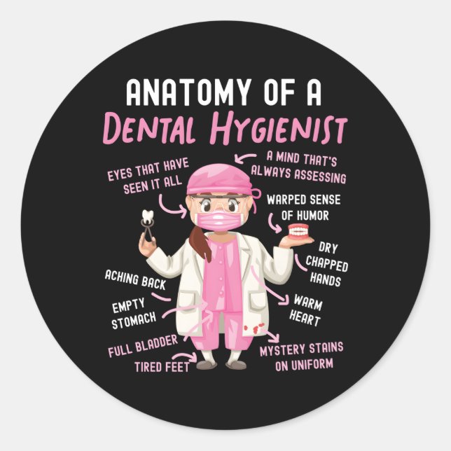 Sticker Rond Anatomie hygiéniste dentaire (Devant)