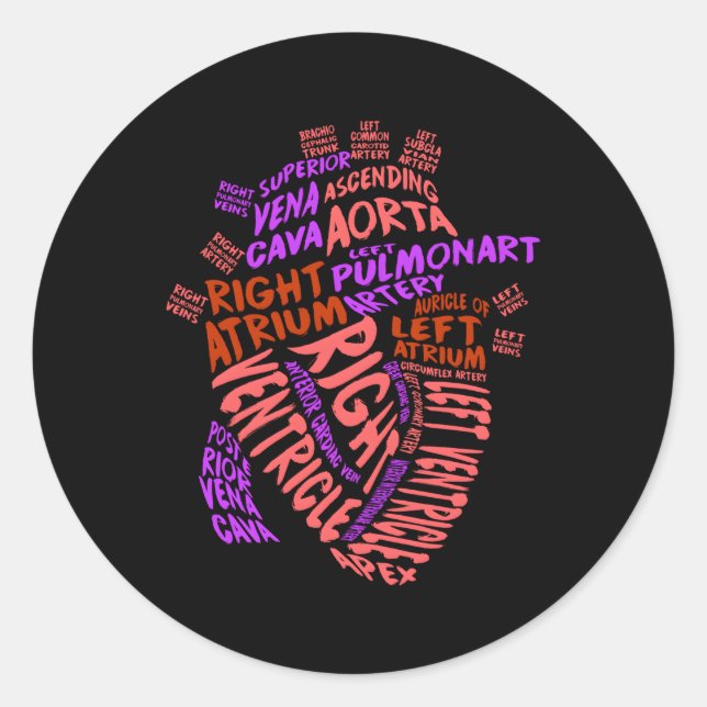 Sticker Rond Anatomique Hu He Cardiologie Médicale Infirmière C (Devant)