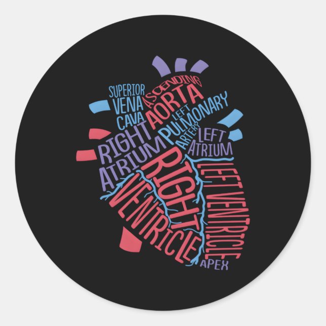 Sticker Rond Anatomique Hu He Cardiologie Médicale Infirmière C (Devant)