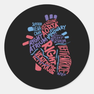 Sticker Rond Anatomique Hu He Cardiologie Médicale Infirmière C
