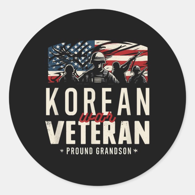 Sticker Rond Ancien combattant de la guerre de Corée Fière Gran (Devant)