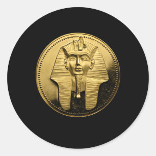 Sticker Rond Ancien Égyptien Noir Pharoah Coin King Tu