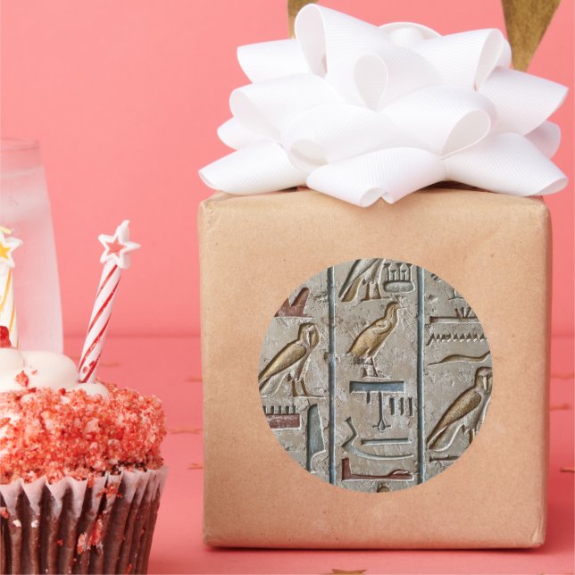 Sticker Rond Ancienne Egypte Hiéroglyphique Engraving Pharoah p (Fête)