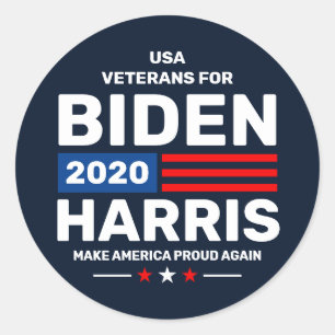 Sticker Rond Anciens combattants américains pour Biden Harris 2