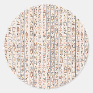 Sticker Rond ancient egypt hieroglyphes pattern background hist