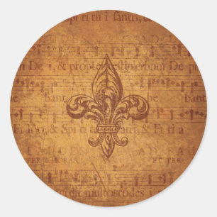 Sticker Rond Ancient Fleur De Lis