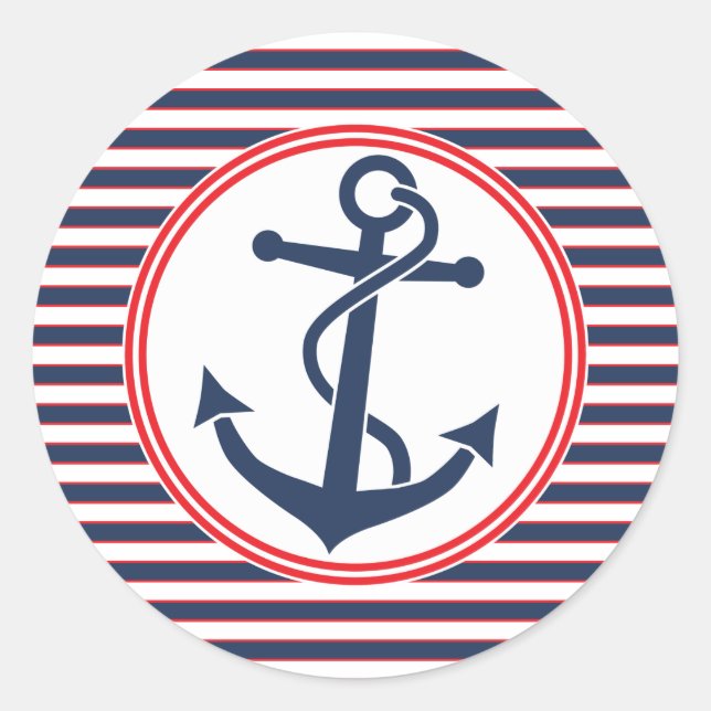 Sticker Rond Ancre avec bandes (Devant)