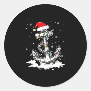 Sticker Rond Ancre Bateau Voile Noël Santa Hat Lumières.