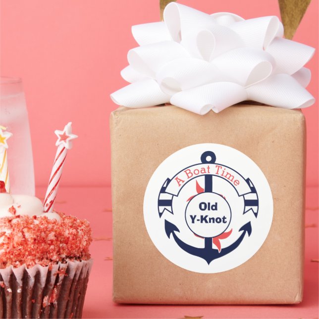 Sticker Rond Ancre Bleue Marine Nautique Nouveau Bateau Félicit (Fête)