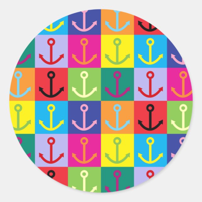 Sticker Rond Ancre d'art pop (Devant)