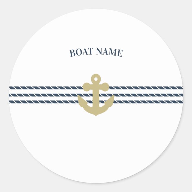 Sticker Rond Ancre de bateau nautique, corde (Devant)