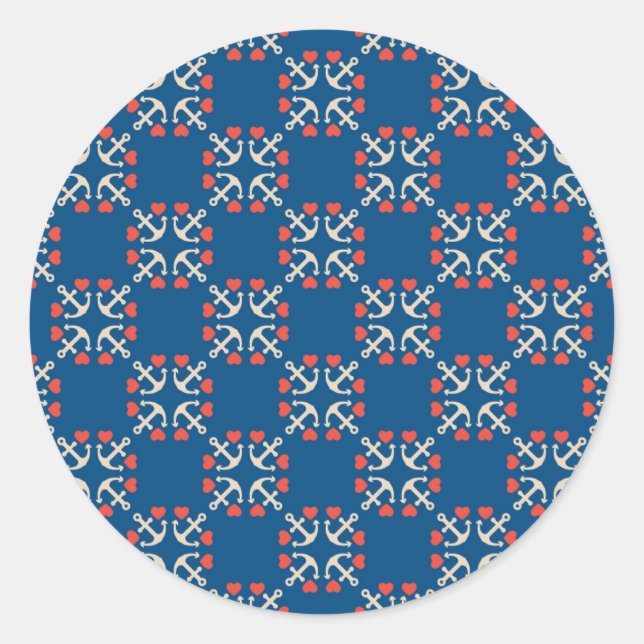 Sticker Rond Ancre Et Motif Coeur (Devant)