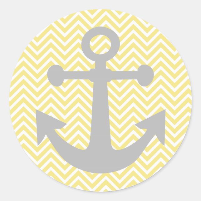 Sticker Rond Ancre gris Chevron jaune (Devant)