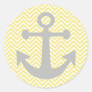 Sticker Rond Ancre grise jaune de Chevron