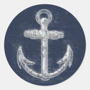 Sticker Rond Ancre marine vintage